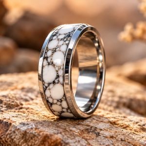 WHITE WARRIOR — WHITE HOWLITE RING