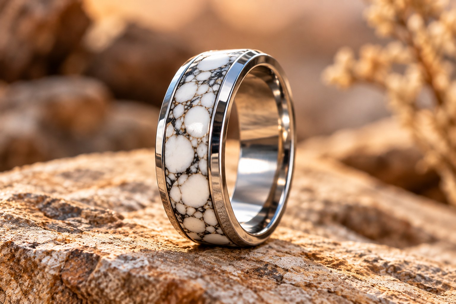 WHITE WARRIOR — WHITE HOWLITE RING